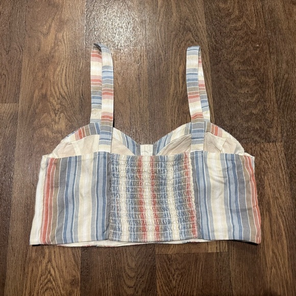 American Eagle Chevron Striped Padded Cropped Tank Top Pink Blue Size Medium - Picture 6 of 10